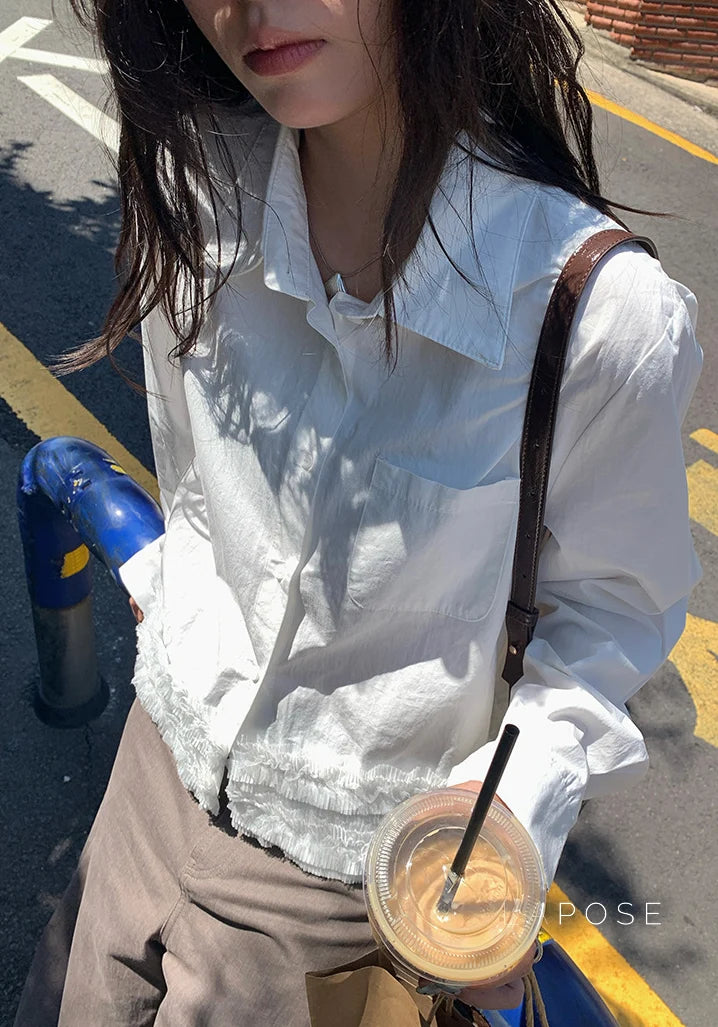 Sanya Cropped Ruffled Shirt