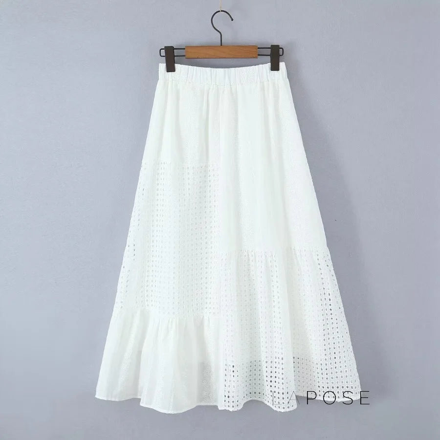 Saray Embroidered Cutout Skirt Set