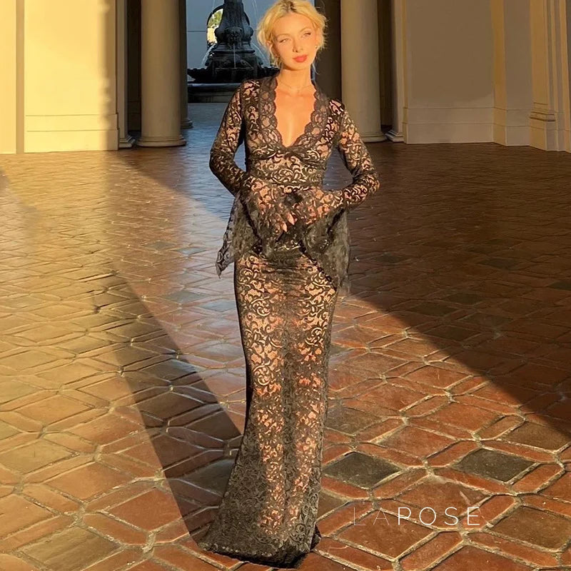 Sariyah Sheer Lace Maxi Dress