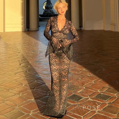 Sariyah Sheer Lace Maxi Dress