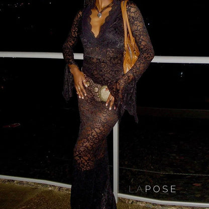 Sariyah Sheer Lace Maxi Dress