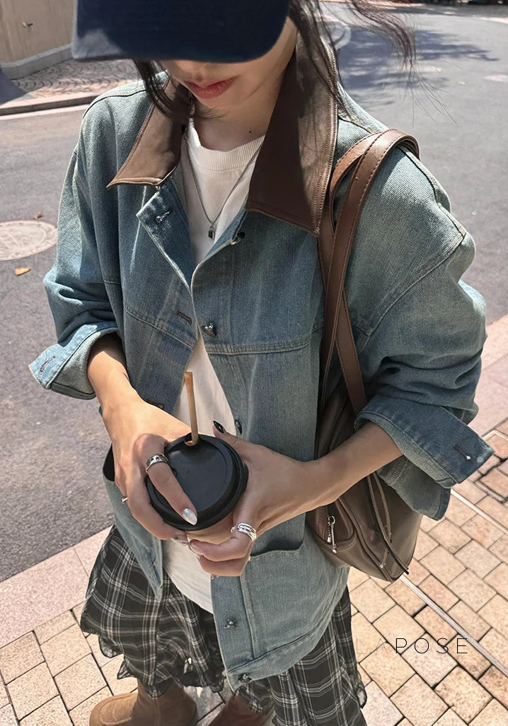 Saydee Panelled Washed Denim Jacket