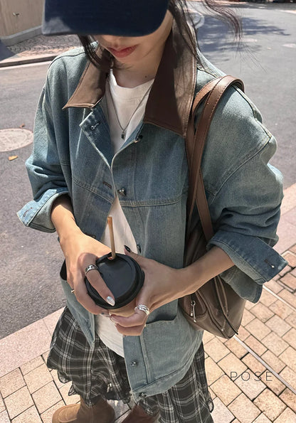 Saydee Panelled Washed Denim Jacket