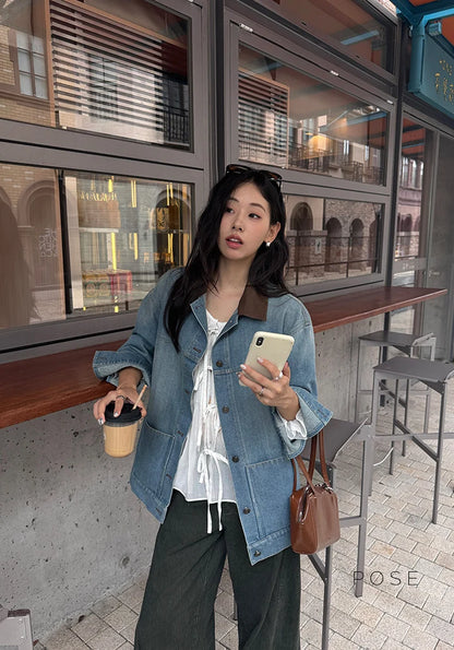 Saydee Panelled Washed Denim Jacket