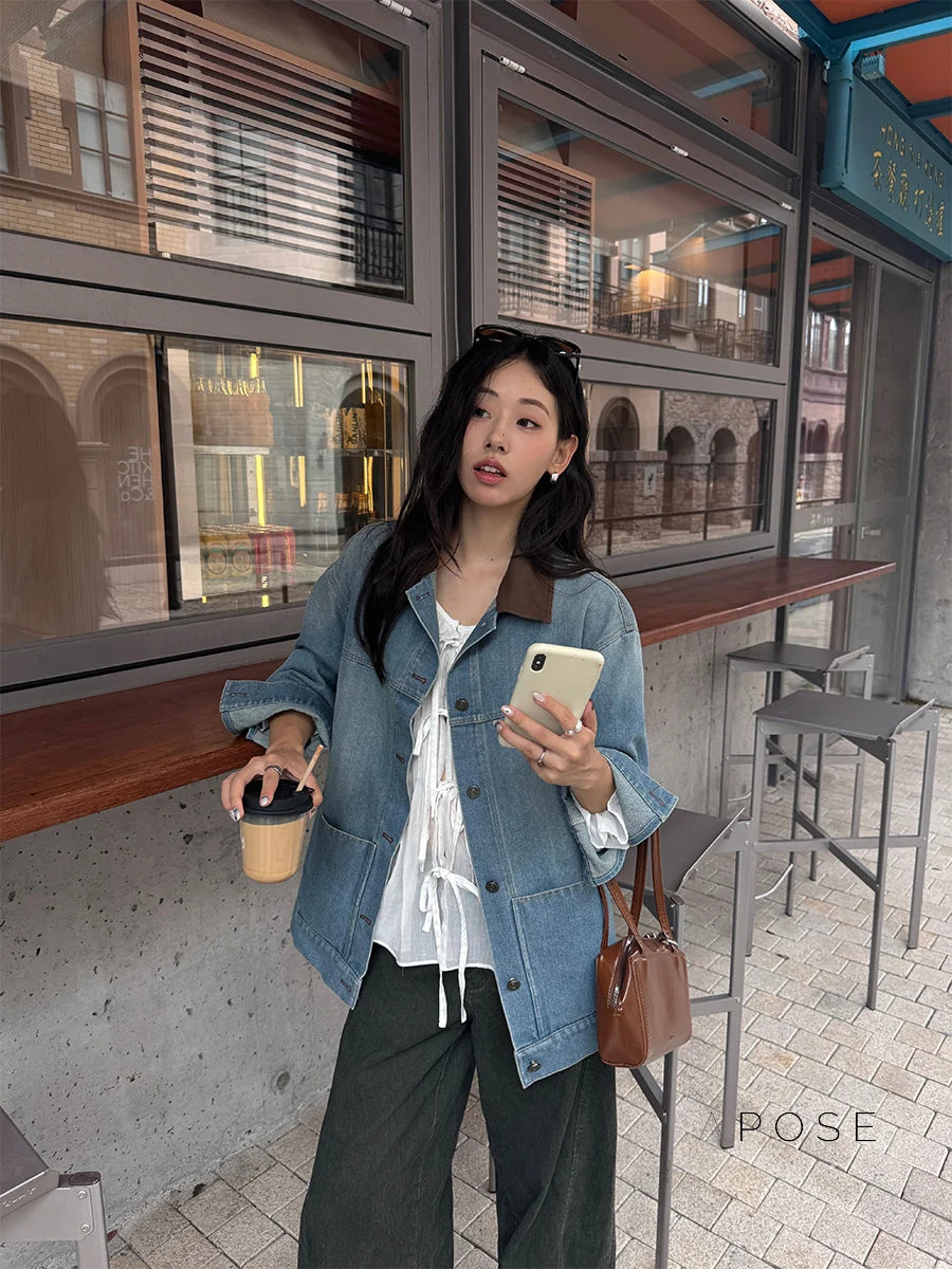 Saydee Panelled Washed Denim Jacket
