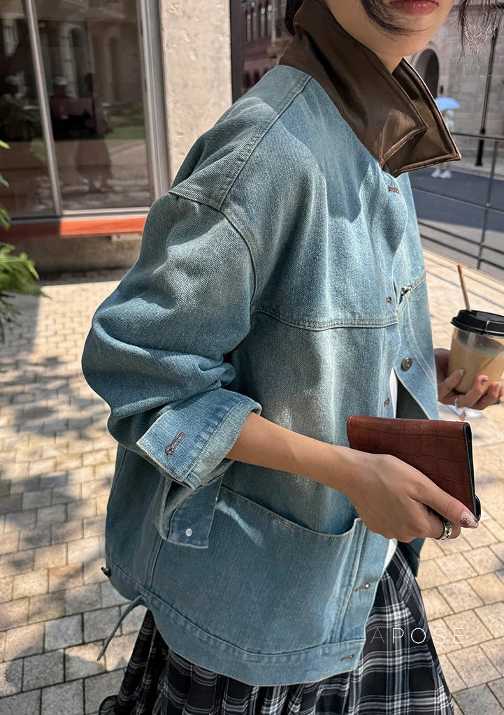 Saydee Panelled Washed Denim Jacket