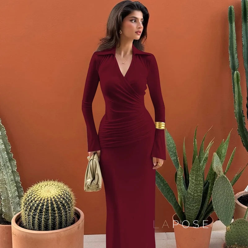 Sena Pleated Bodycon Midi Dress