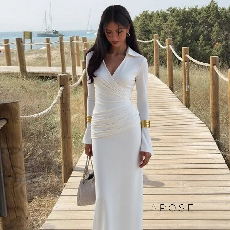 Sena Pleated Bodycon Midi Dress