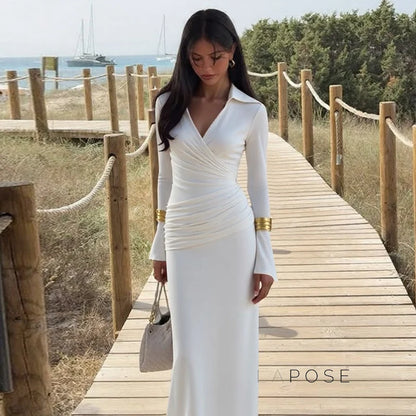 Sena Pleated Bodycon Midi Dress