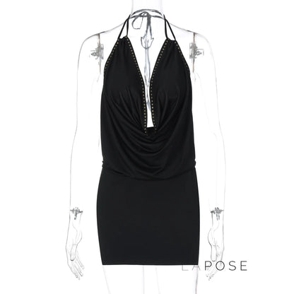 Serina Studded Halter Mini Dress