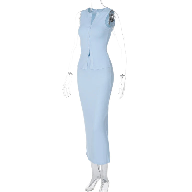 Shrinika Ribbed Skirt Set