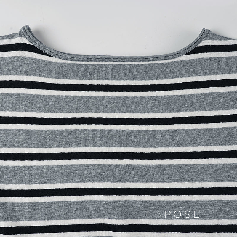 Stormy Striped Off Shoulder Knit Top