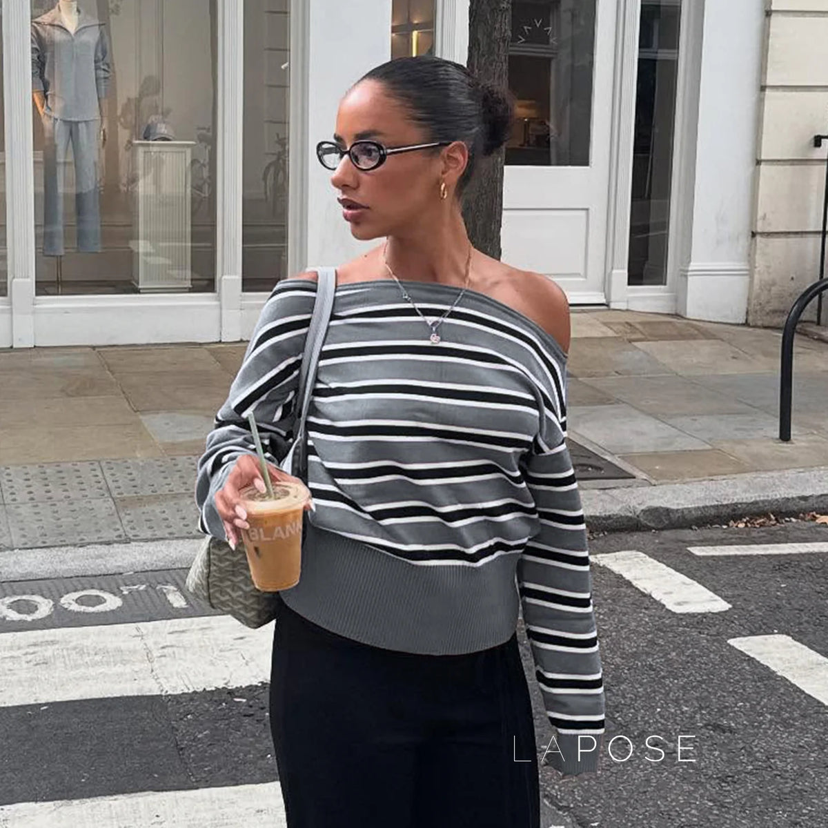Stormy Striped Off Shoulder Knit Top