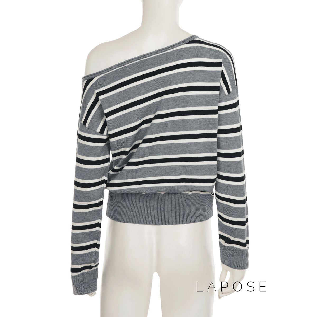 Stormy Striped Off Shoulder Knit Top