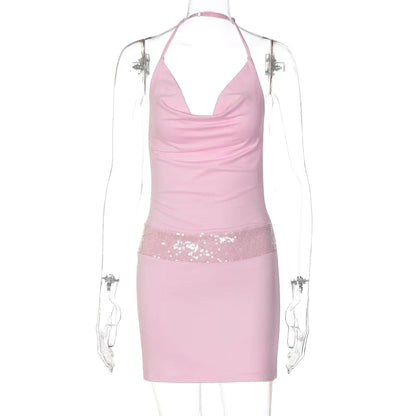 Suhayla Cowl Neck Sequin Mini Dress