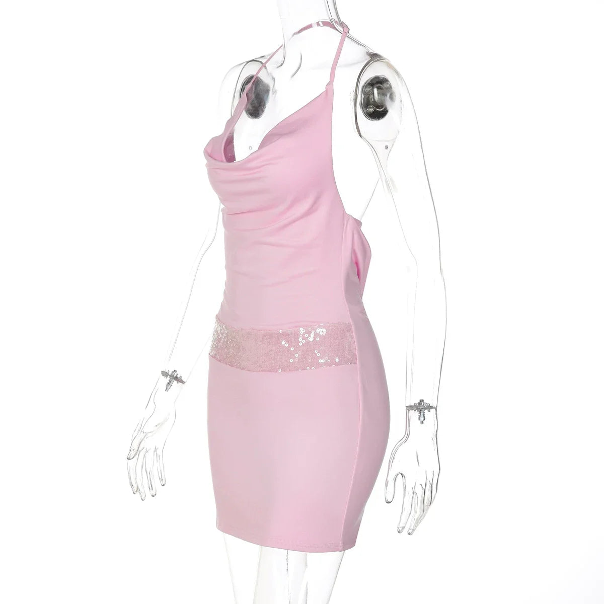 Suhayla Cowl Neck Sequin Mini Dress
