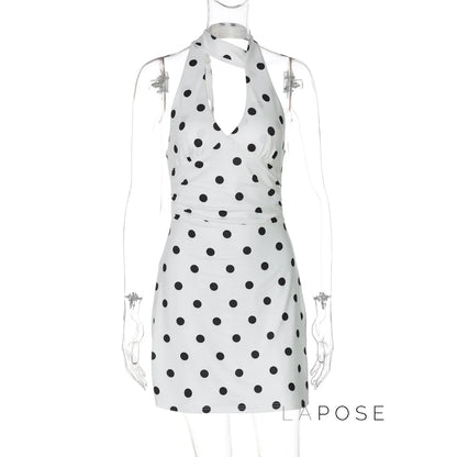 Svea Halter Polka Dot Mini Dress