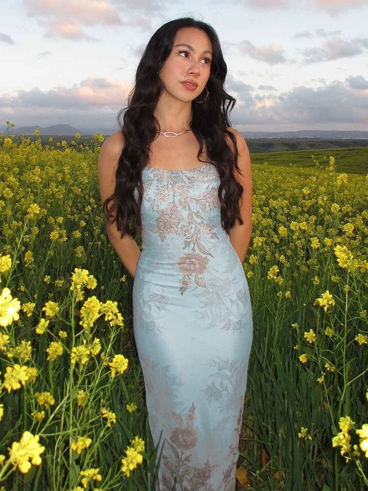 Syncere Floral Strappy Maxi Dress