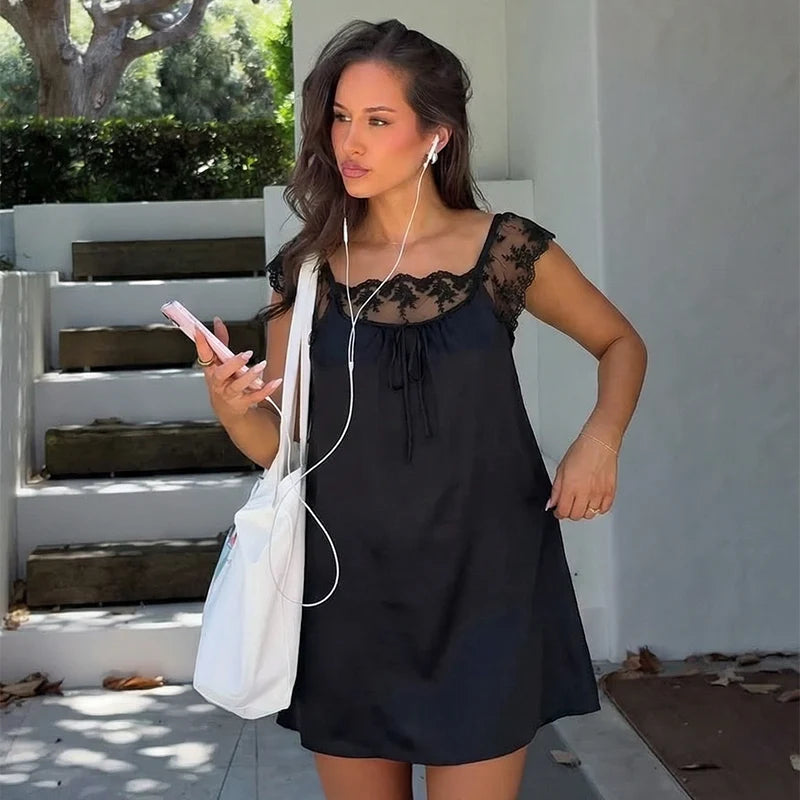 Taelor Lace Flutter Sleeve Mini Dress
