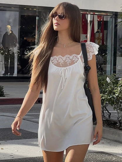 Taelor Lace Flutter Sleeve Mini Dress