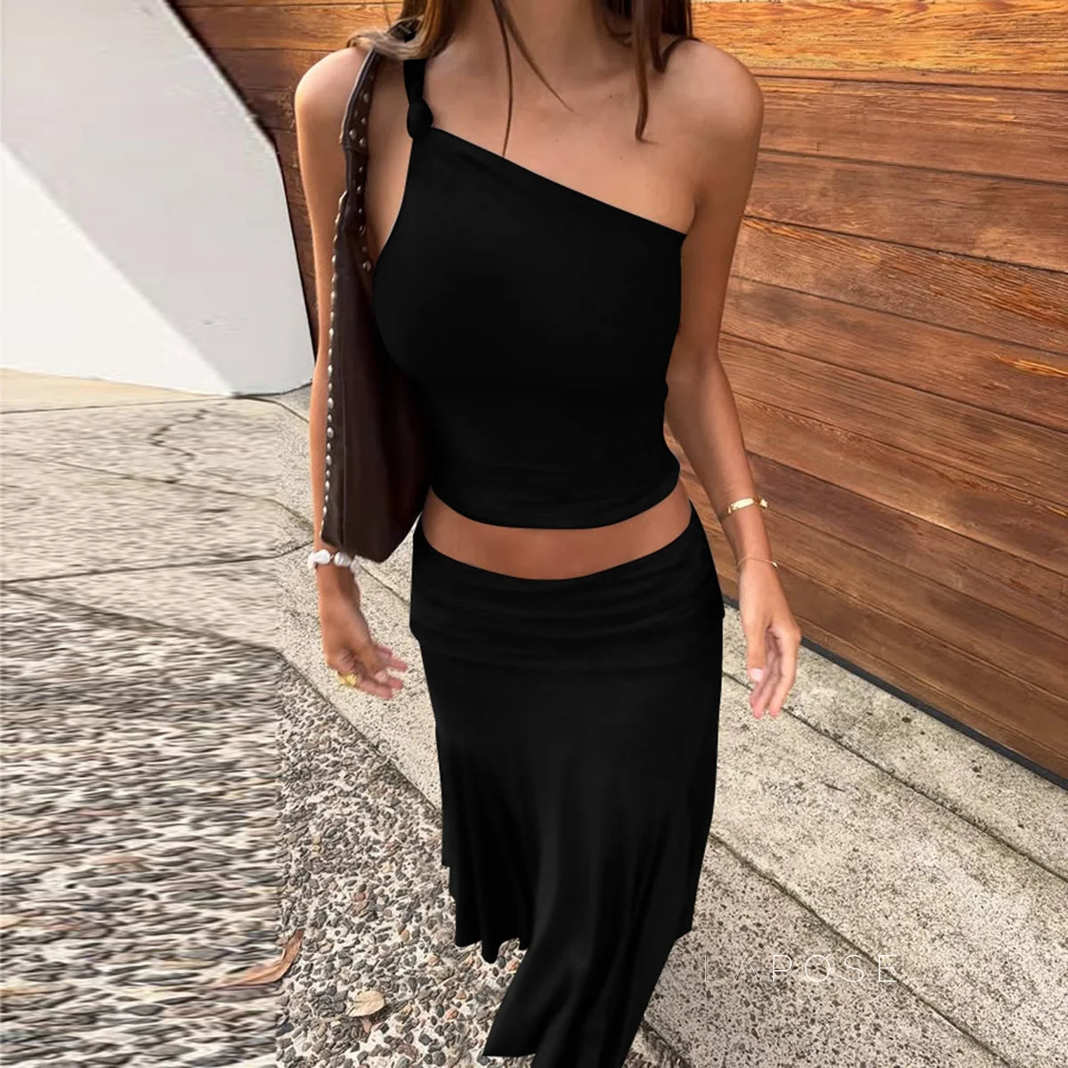 Taryn Ribbed Twist Skirt Set