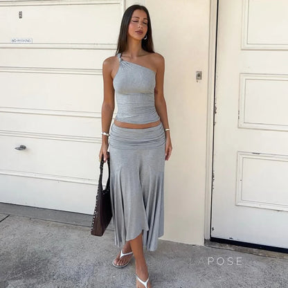 Taryn Ribbed Twist Skirt Set