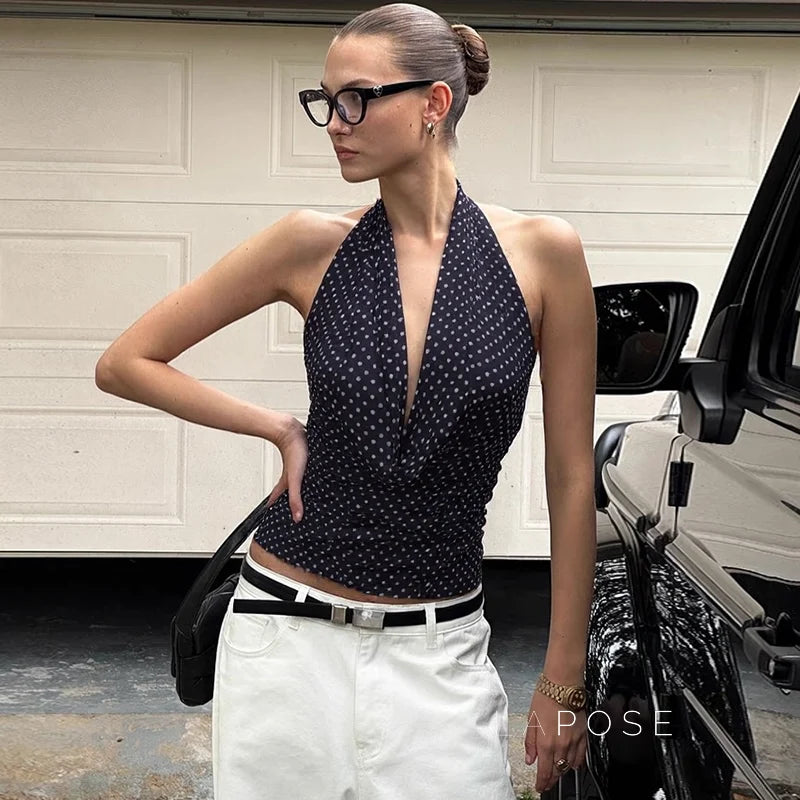 Tatum Polka Dot Halter Top