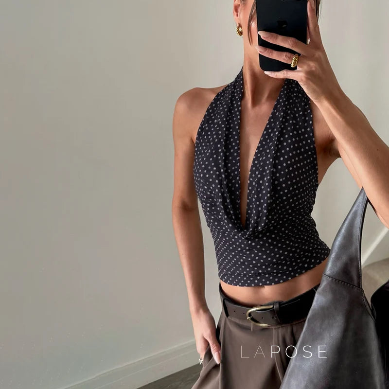 Tatum Polka Dot Halter Top