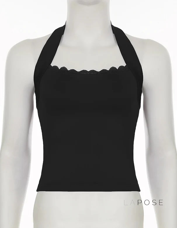 Tilly Halter Lace Crop Top