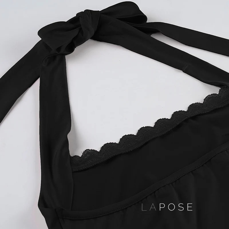 Tilly Halter Lace Crop Top