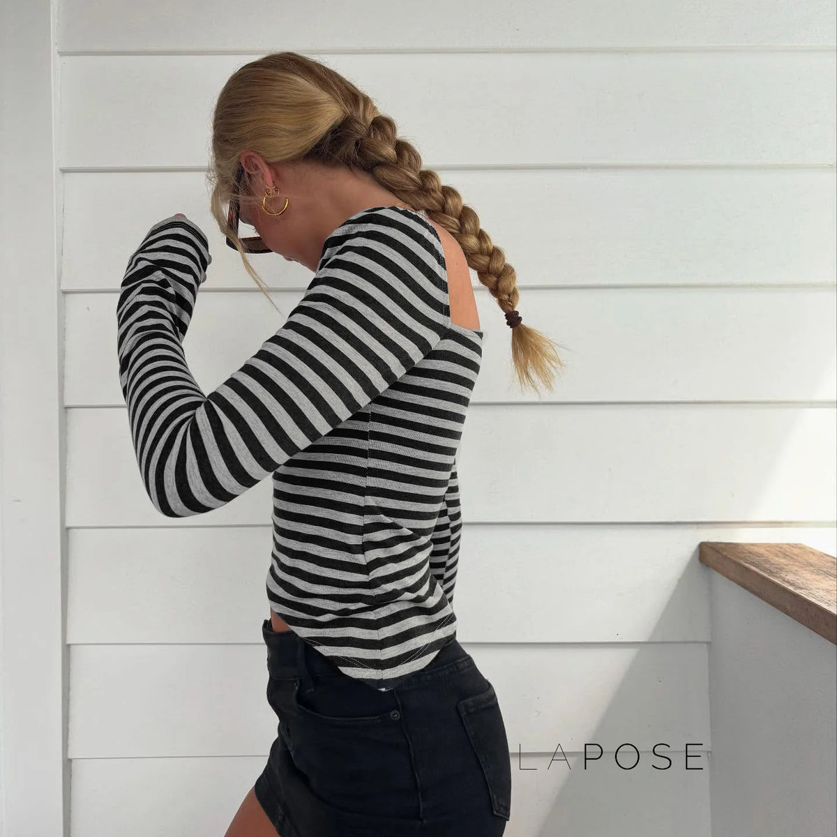 Tinleigh Striped One Shoulder Top