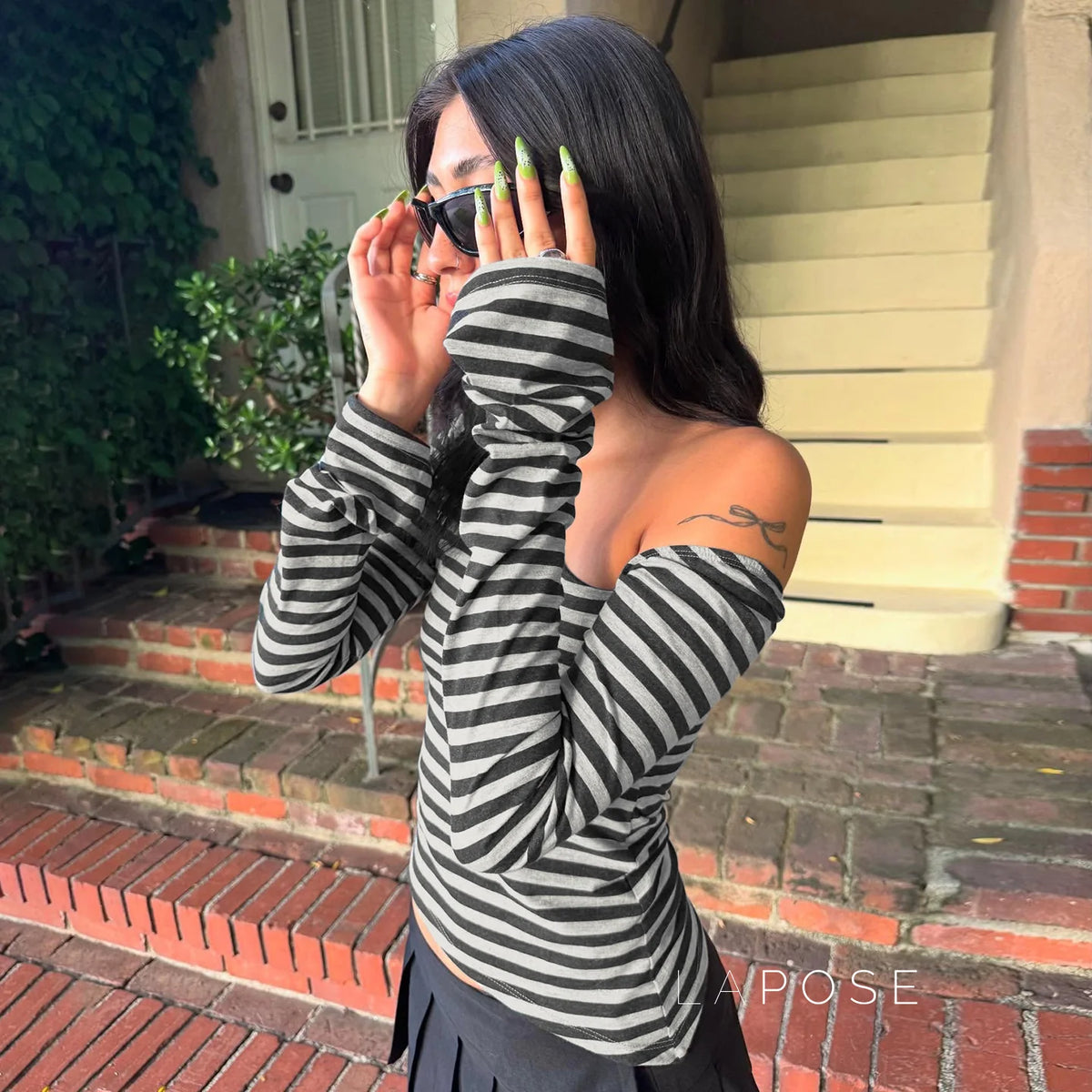 Tinleigh Striped One Shoulder Top