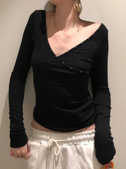Trista V Neck Knit Sweater Top