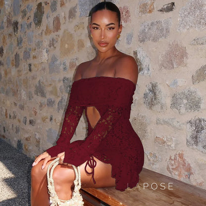 Varnika Off Shoulder Lace Mini Dress