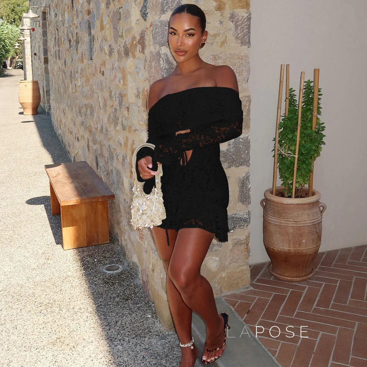 Varnika Off Shoulder Lace Mini Dress