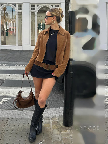 Yanelly Lapel Cropped Jacket