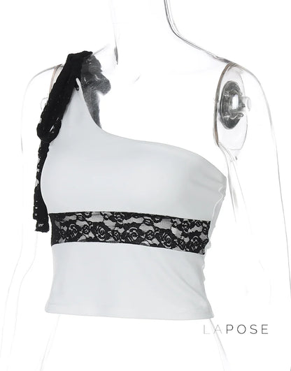 Yaneth One-Shoulder Lace Camisole