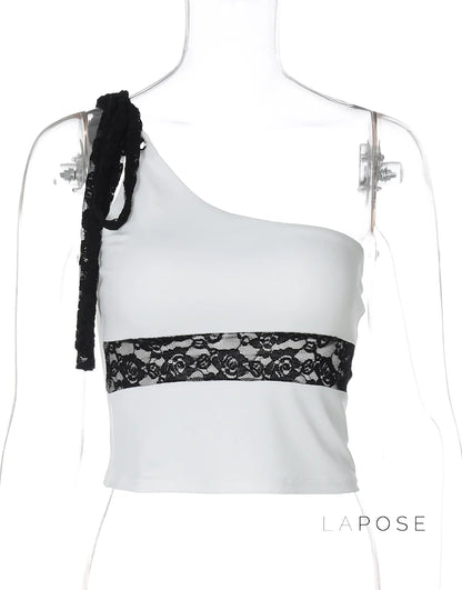 Yaneth One-Shoulder Lace Camisole