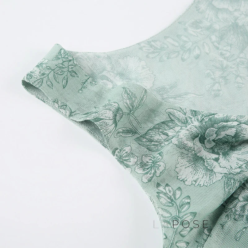Yehudis Twisted Floral Mesh Top