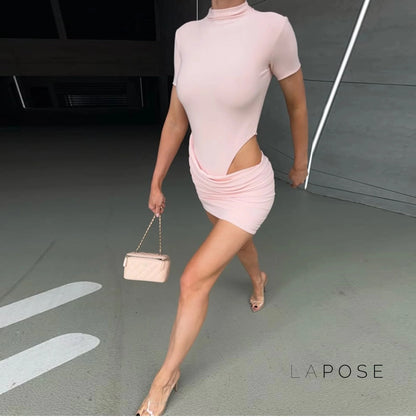 Yolanda Pleated Cutout Mini Dress