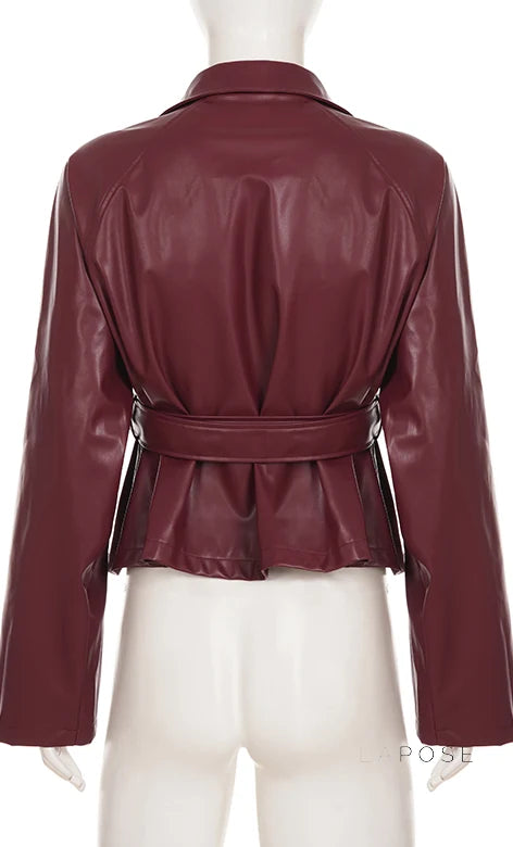 Zamiah Red Faux Leather Jacket