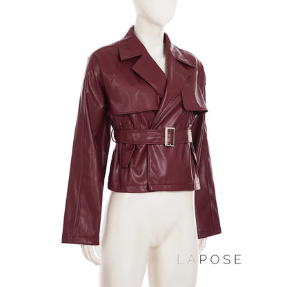 Zamiah Red Faux Leather Jacket