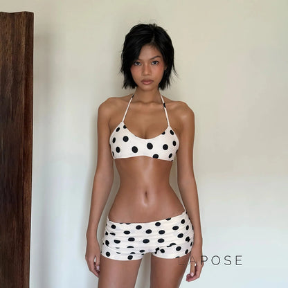 Zen Polka Dot Halter Short Set
