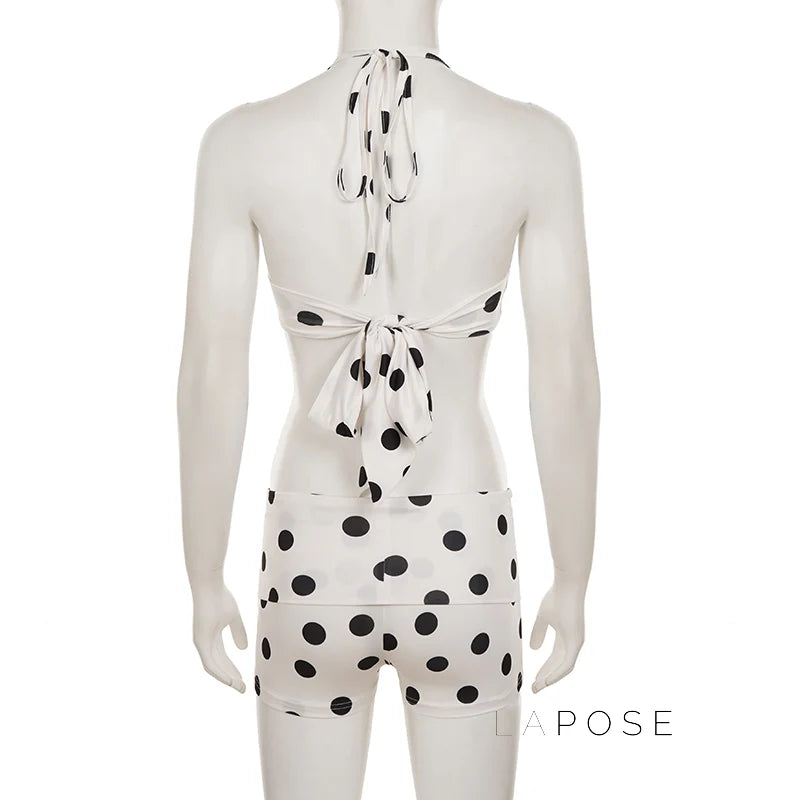 Zen Polka Dot Halter Short Set