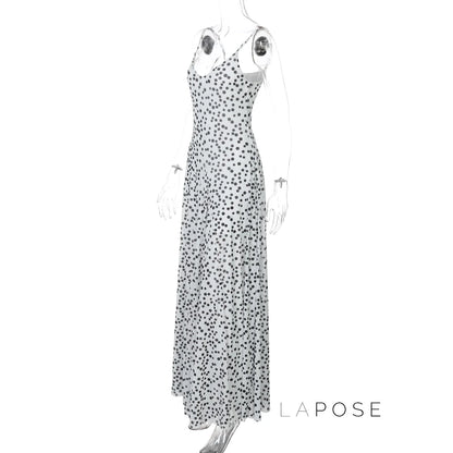 Zulema Polka Dot Mesh Midi Dress
