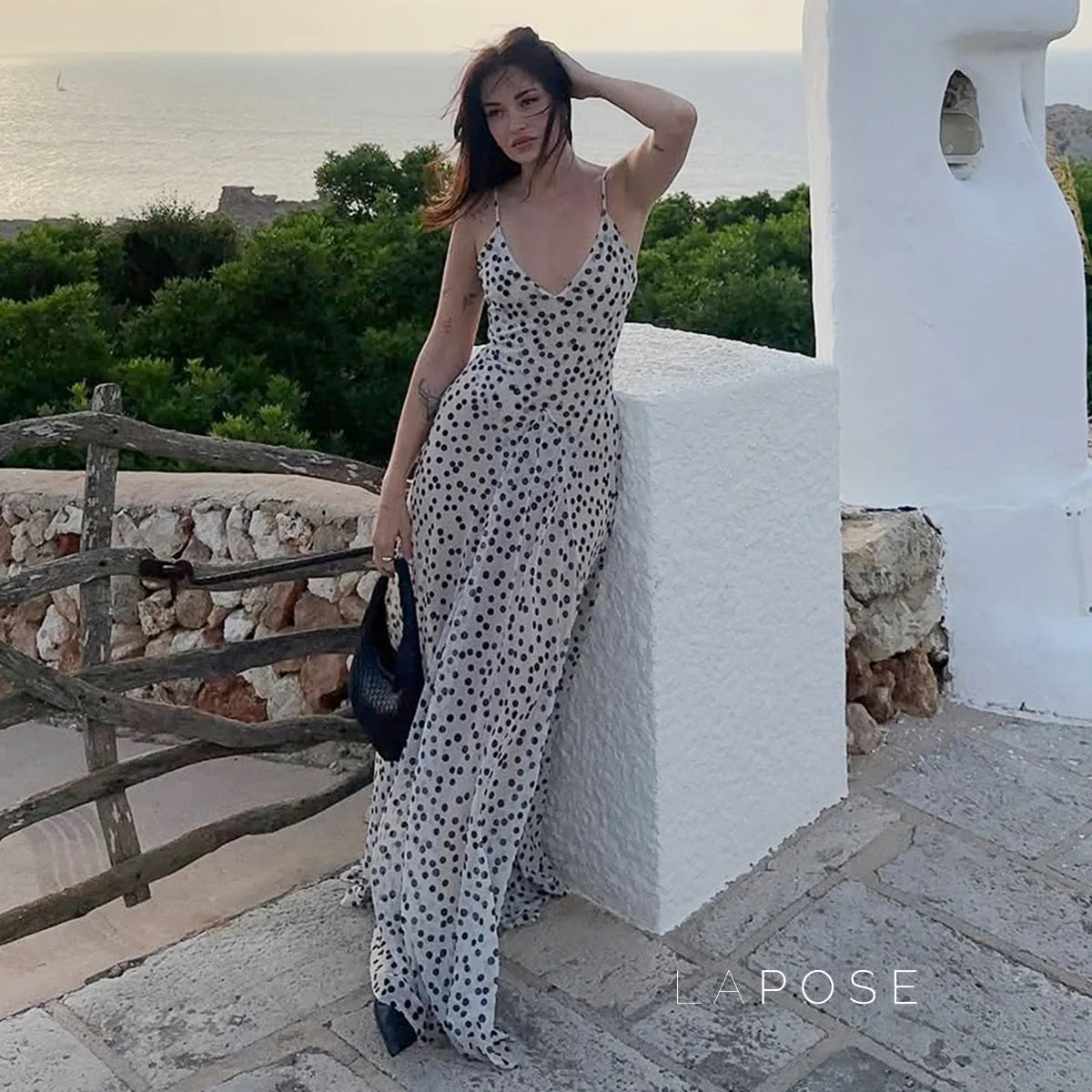 Zulema Polka Dot Mesh Midi Dress