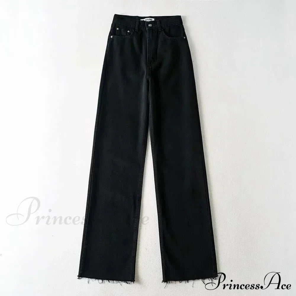 Leg Straight Denim Casual Fashion Women's - Baggy Jeans High Waist Fit