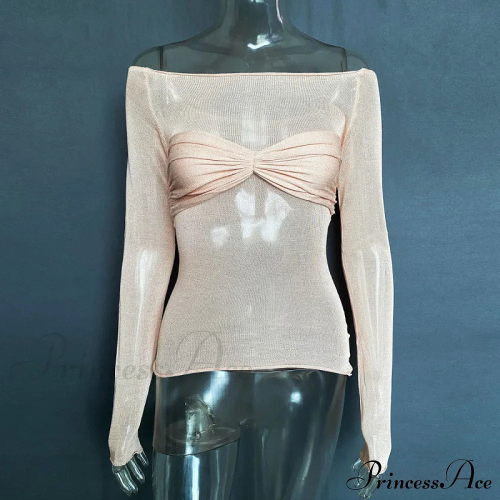 Lightweight T-Shirt Fashion See-Through Neck Women's Top
