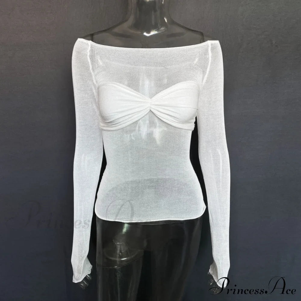 Lightweight T-Shirt Fashion See-Through Neck Women's Top