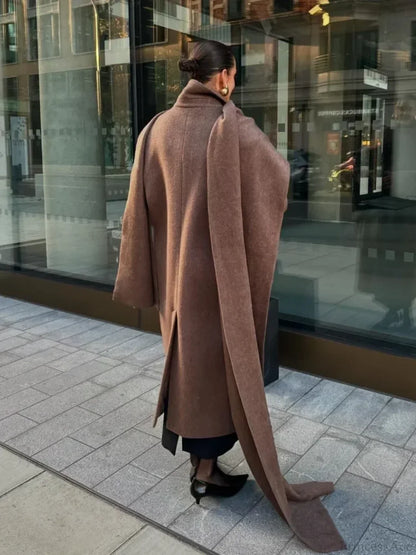 Long Scarf Wool Blends Coat